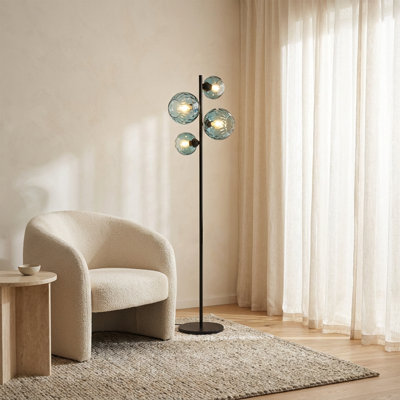 Valo 4-Light Black Glass Globe Floor Lamp