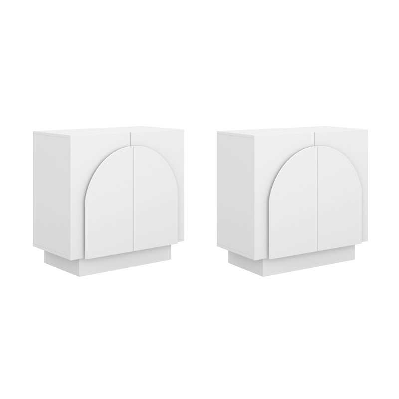 Armoire d'appoint à 2 portes en bois massif Eastampton (ensemble 2 pièces), Blanc mat