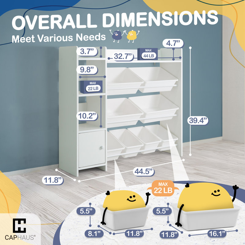 Organisateur avec 8 bacs en plastique, armoire de rangement pour les articles en désordre, organisateurs de pièce et rangement, options multiples
