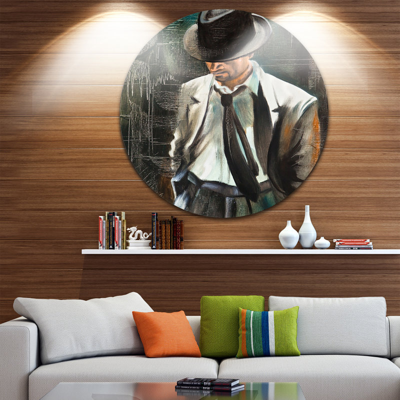 « the pour homme portrait », peinture, H 23 po x l 23 po x P 1 po, Métal