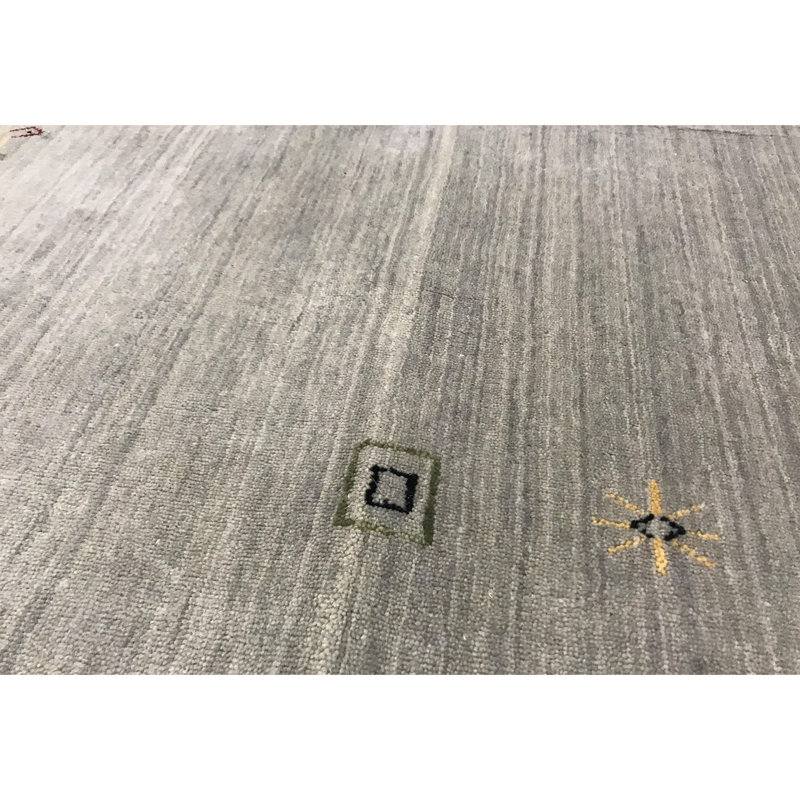 Tapis gris de haute qualité noué à la main, Rectangle 8 pi 2 po x 9 pi 10 po
