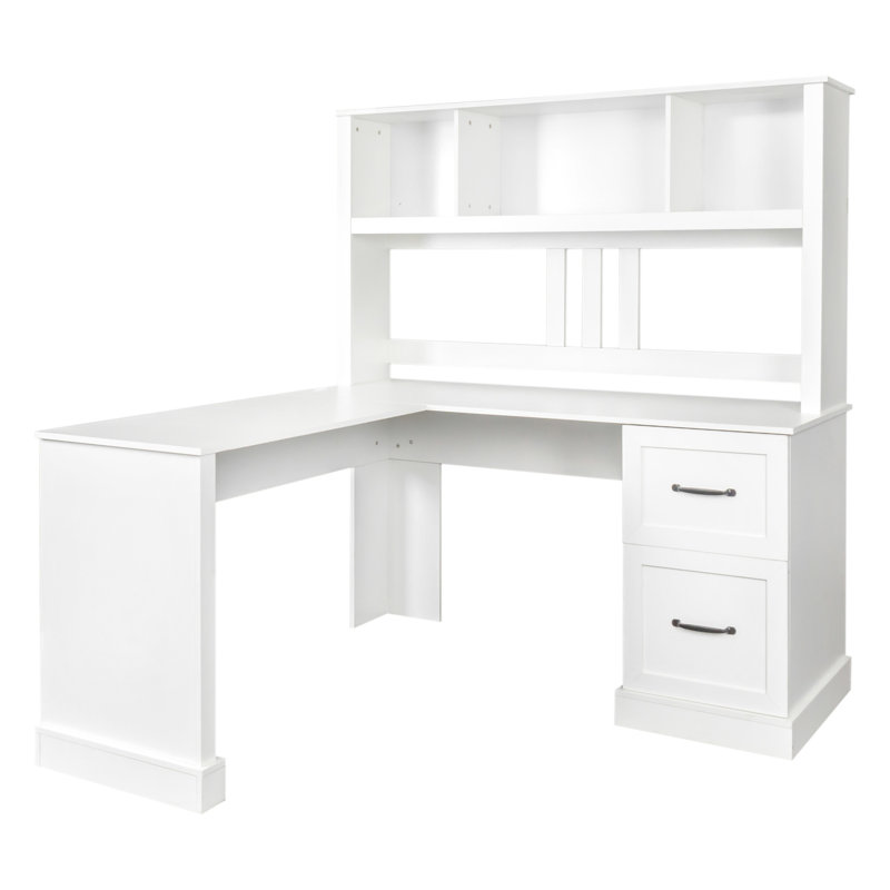 Bureau d'ordinateur pour le bureau à domicile, beaucoup de rangement, 2 tablettes, 2 grands tiroirs, comptoir imperméable, vaste bureau avec rangement, options abondantes, surface lisse, bureau