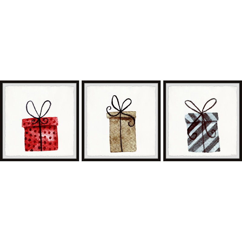 Triptyque de cadeaux de Noël, H 24 po x l 24 po x P 1,5 po