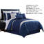  Ensemble d'édredon en microfibre bleu 8 pièces-1712373256