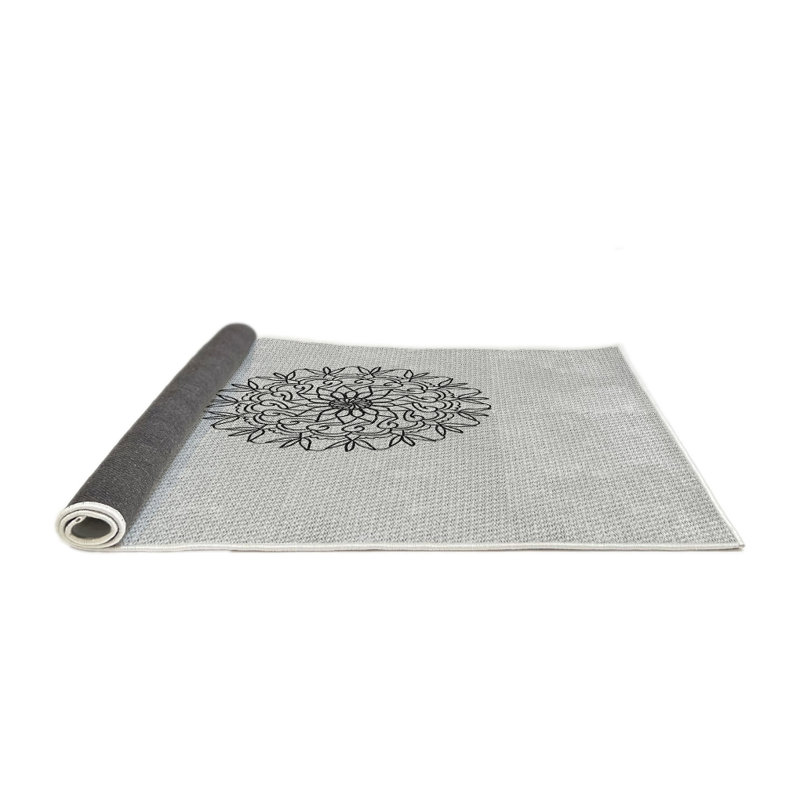 Tapis blanc/noir tissé à la machine, Rectangle 7 pi x 9 pi
