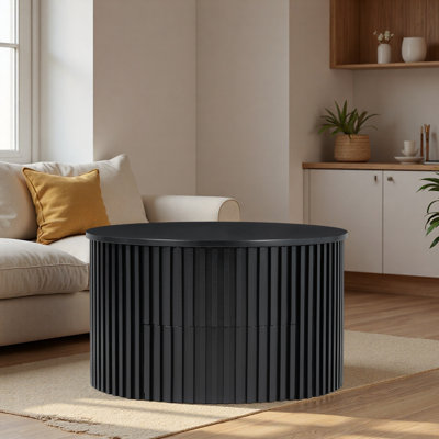 High-Quality Sheet Material/versatile Style/long-Lasting And Durable Round Lift Top Coffee Table, Modern Fluted Wood Accent Coffee Table with Hidden Storage for Living Room