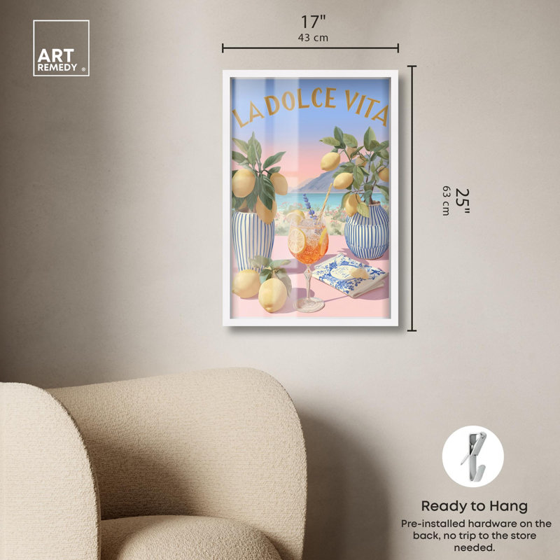 «Aperitivo Sunset Shadowbox Print Summer Art Prints» par Art Remedy, H 25 po x l 17 po, Blanc