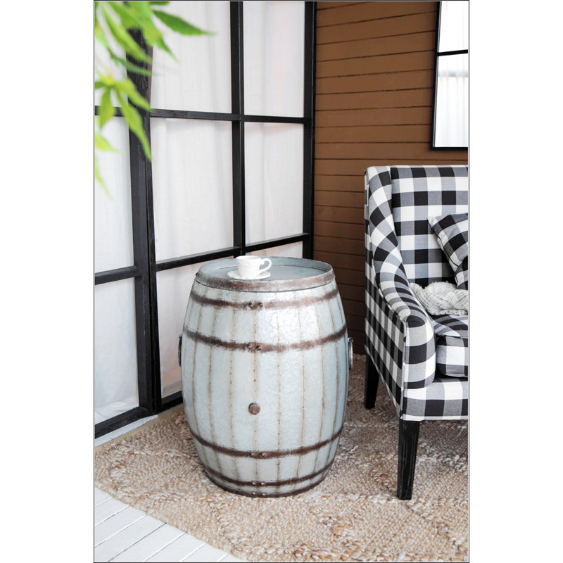 Table d'appoint à tambour rustique rustique avec rangement spacieux et plateau amovible, parfaite pour un décor industriel et campagnard