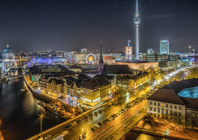 The Berlin skyline at night