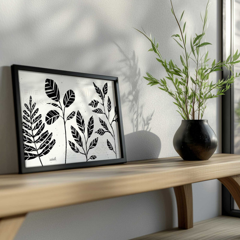 Botanicals noir et blanc I Print, H 12,25 po x l 15,25 po, Encadrement ouvert, zinc vieilli