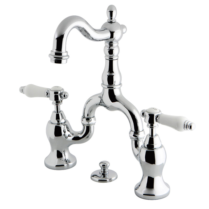 Robinet de salle de bain à large entraxe avec bonde, Chrome poli