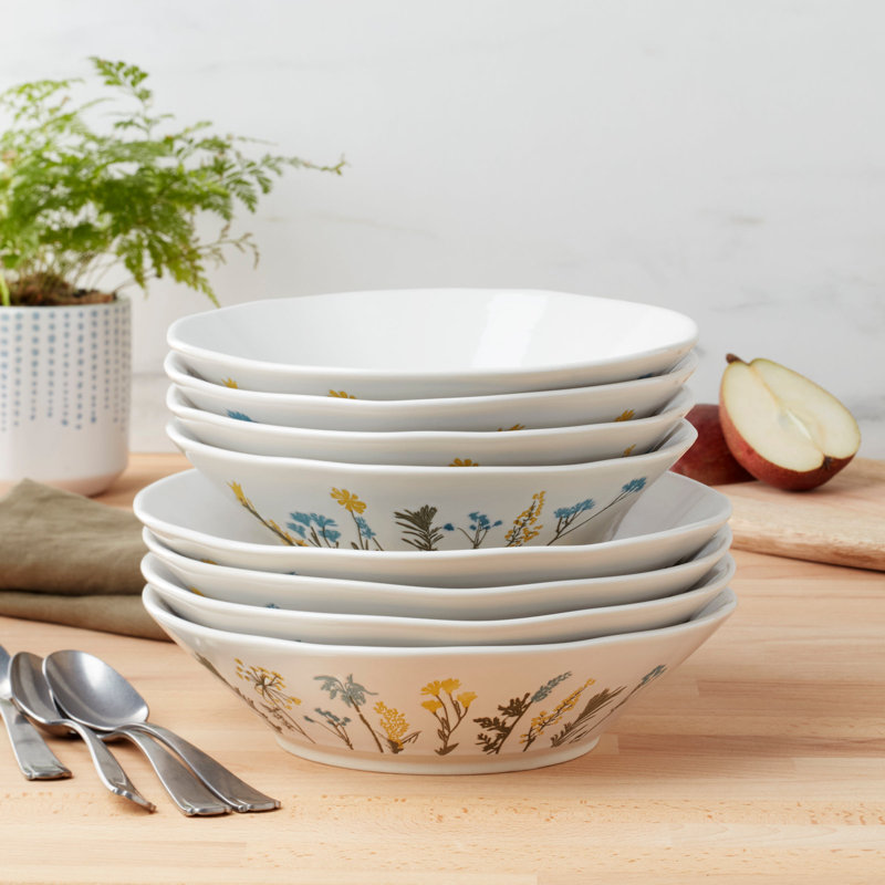 Wildflowers 8" Pasta Bowls, S/4