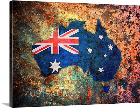 Francy 'Australia Flag Map' by Deschamps Graphic Art Print Ebern Designs
