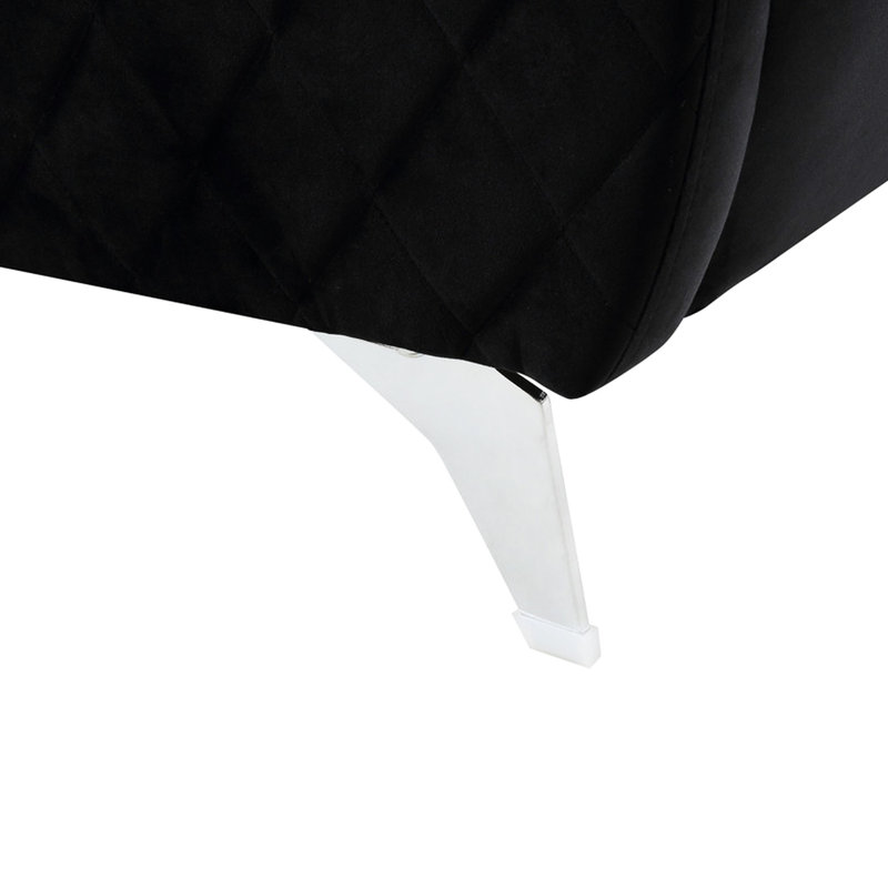 Canapé en velours noir moderne et chic, 55 po, avec pieds et hauteur 34, 55 po en noir, motif à losanges, poids du produit: 75 lb