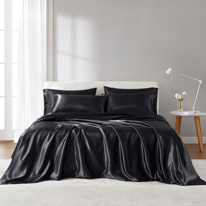 Ensemble de draps 4 pièces, Twin Sheet Set with 1 Pillowcase, Black