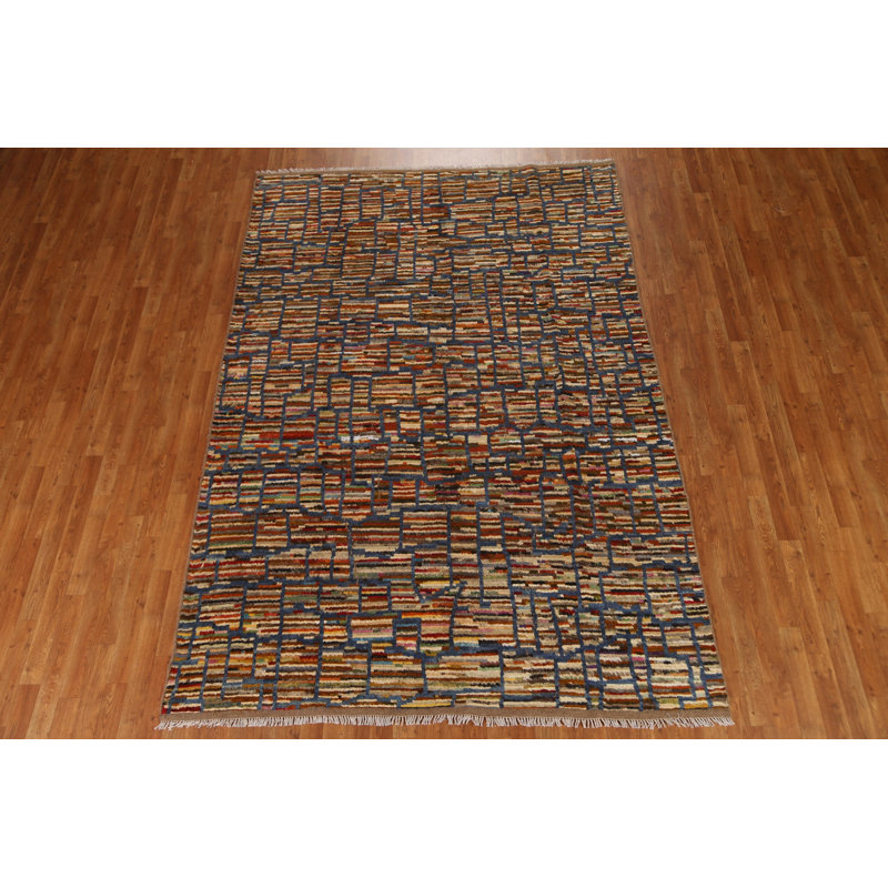 Tapis unique en laine brun 6 pi 8 po x 9 pi 8 po New Age