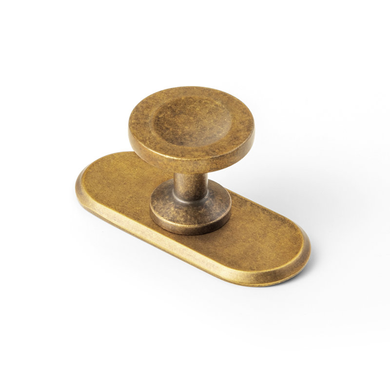 1.2" Diameter Circle Knob With Backplate(G021), Antique Brass