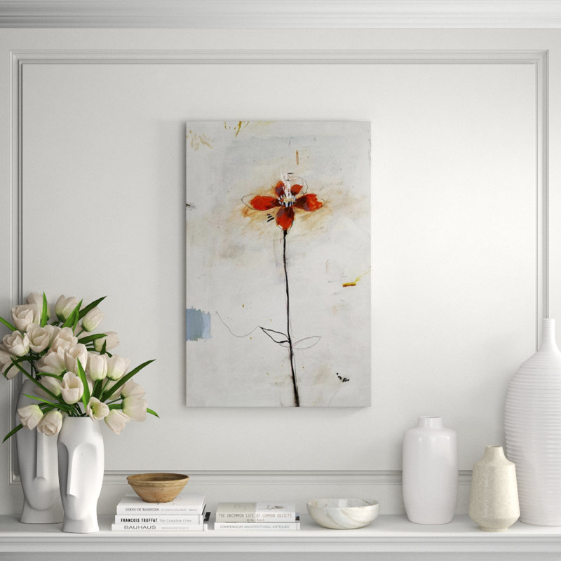 Red Fern III Painting by Chelsea Art Studio, 37" H x 24" W x 1.5" D, Knife Gel