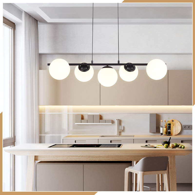 Sollis 5-Light Kitchen Island Pendant Light, Black