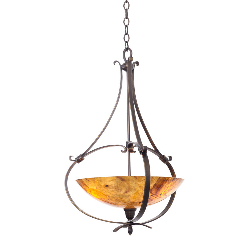 Mateo 3 - Light Unique/Statement Pendant, Penshell, Hierloom Bronze