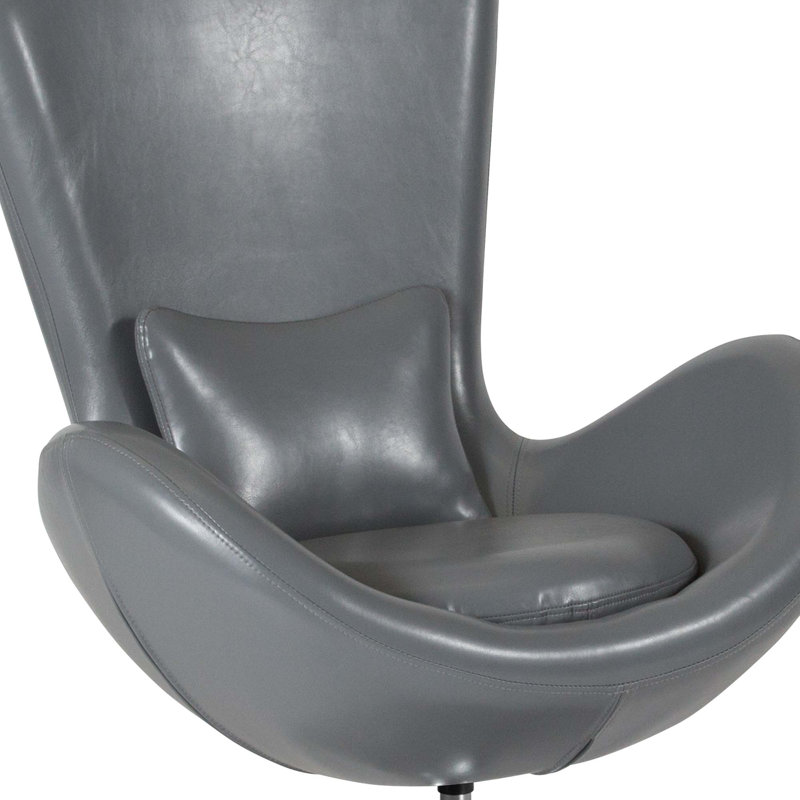 High Back Gray LeatherSoft Swivel Reception Chair with Metal Base