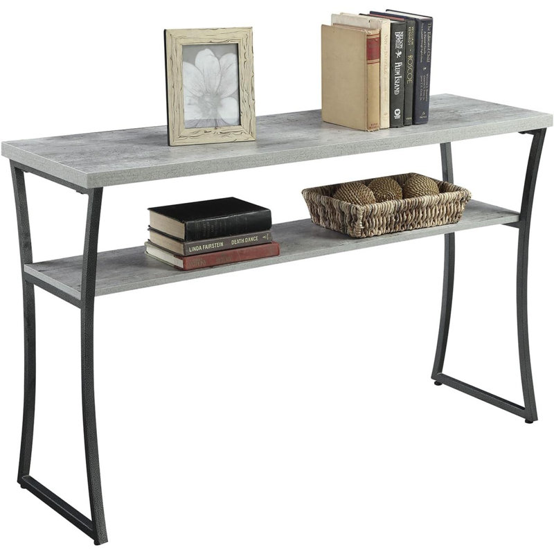 X-Calibur Console Table With Powder Coated Metal Frame And Melamine Veneer, Transitional Style Design