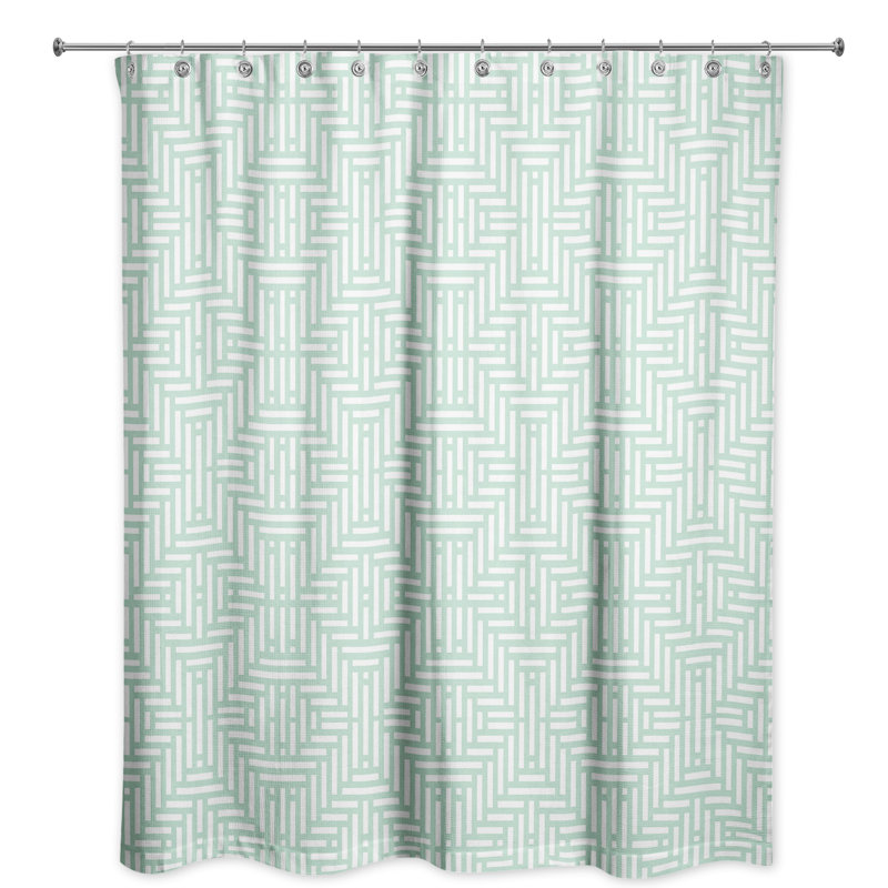 Rideau de douche simple géométrique Travers, Menthe