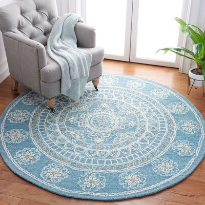 Barberton Oriental Hand-Tufted Wool/Cotton Blue/Ivory Area Rug -  Alcott HillÂ®, 5B276B12B413450CAC82146FE55008BD