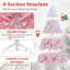 Arbre de Noël artificiel 8 pi avec branches 1774 et base en métal pliable blanc et rose-1036524048-1036524055