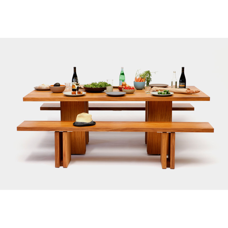 Elegant Afromosia Solid Wood Rectangular Dining Table, Seats 8