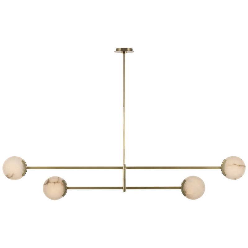 Kelly Wearstler Melange 72" Multi-Positional Chandelier with Alabaster, Antique-Burnished Brass