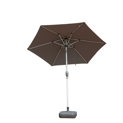 7.5FT Patio Umbrella, Outdoor Table Umbrella With Push Button Tilt And Crank, UV Protection Waterproof Market Sun Umbrella With 6 Sturdy Ribs For Garden, Deck, Backyard, Pool (Gray)
