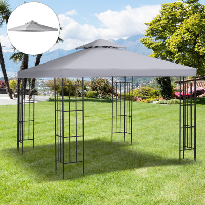Auvent de remplacement pour abri de jardin 9,8 pi X en gris. 2 housses de parasol. Convient pour l'extérieur de 9,78 pi 01-0153 et 100100-076. Composé d'un revêtement en PA. Encourage la circulation de l'air, prévient l'accumulation d'eau
