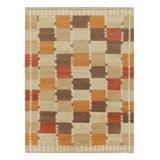 Rug & Kilim’S Scandinavian Style Rug In Beige-Brown Gold & Red Geometric Pattern