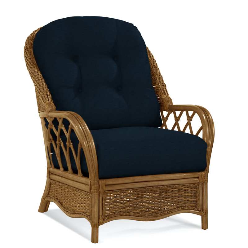 Chaise avec accoudoirs en rotin Everglade, La Havane, Rayures denim; 0206-61