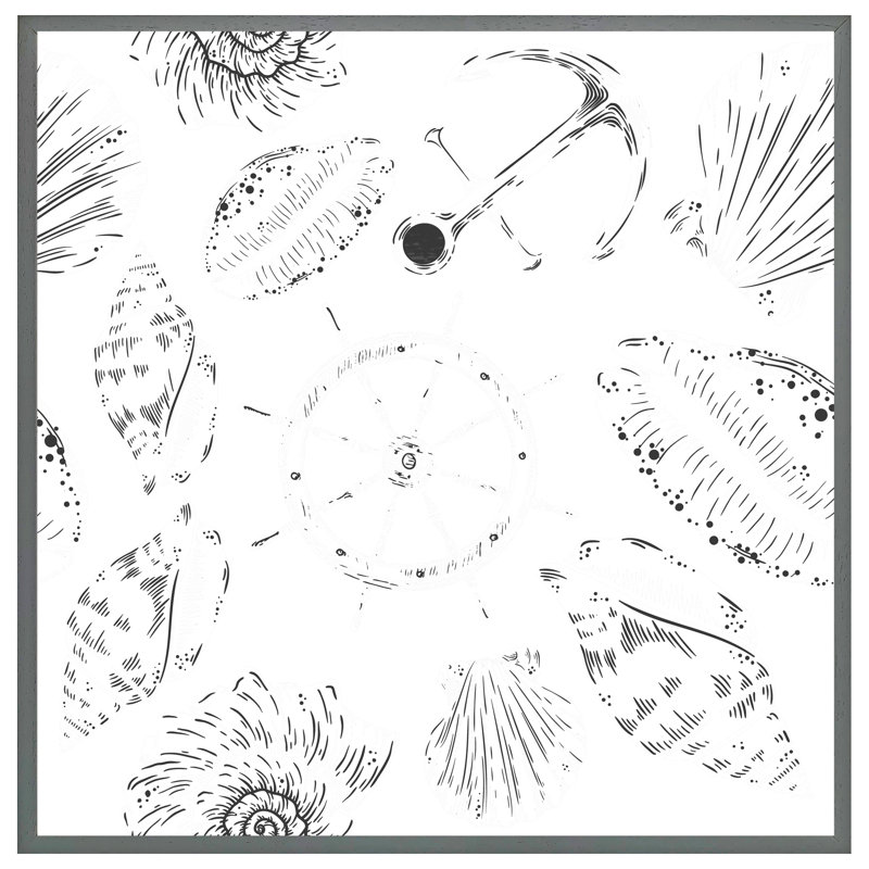 Tonks Drawn Nautical Elements - Single Picture Frame Print, 76cm H x 76cm W x 4cm D, Grey Framed