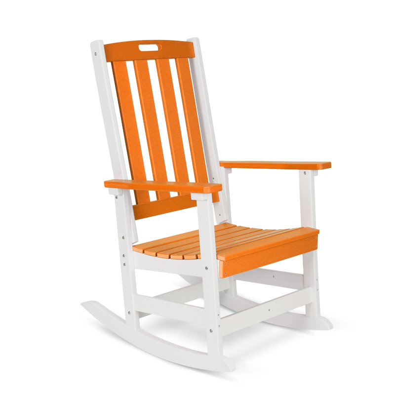 Chaise berçante d'extérieur en PEHD Aoodor, Orange et blanc