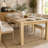 83.8" W Natural Solid Oak Dining Table with Wave Edge