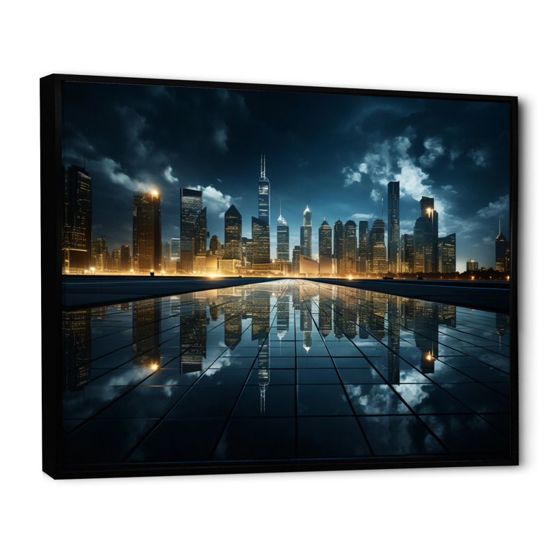 «Skyscrapers Majestic Heights I», reproduction sur toile, H 34 po x l 44 po x P 1,5 po, Cadre flottant noir