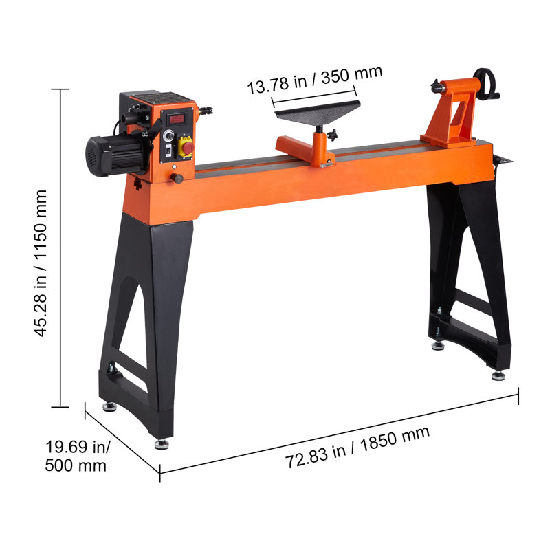 Tour à bois, 1,5 HP, tour à bois à vitesse variable de 0 à 3200 tr / min, établi 16 x 40 po, moteur à courant continu sans balais, corps en fonte, porte-outils, pour les projets de taille moyenne à grande.