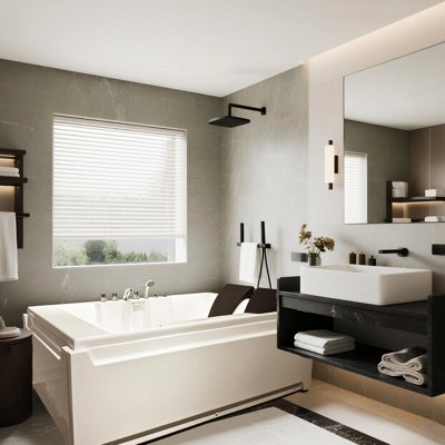 Baignoire spa à jets pour 2 personnes, 73 po x 48 po, hydromassage, bonde gauche, acrylique, 8 jets d'eau, imperméable, douche à main escamotable, blanc brillant, baignoire rectangulaire de 48 po pour personnes, certification,