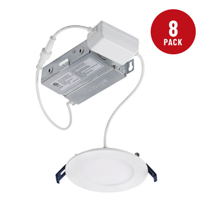 Luminaire encastré intelligent Nocturne 4 po à DEL WiFi avec boîte de jonction, changement de couleur, compatible avec Alexa et Google, température de couleur 2000K-5000K, 550 lm 8W, IRC 90+, intensité variable, étanche à l'air (norme IC), résistant à l'humidité