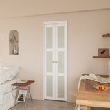 Paneled Manufactured Wood and Glass Pivot-French Door With Installation Hardware Kit