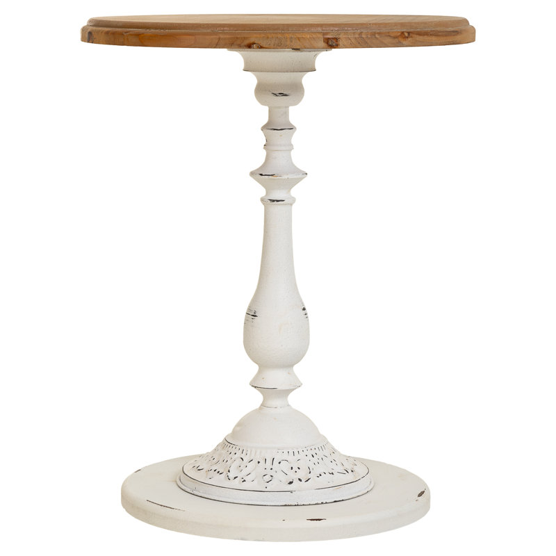 McLemoresville Pedestal End Table, White