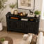Buffet UNAFLOR en pin de 140 cm (55,1 pouces) avec rangement à 3 portes et accents de rivets industriels-1651061764