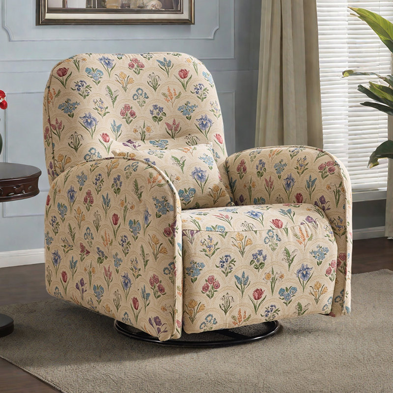 Multi-Functional Casual 360° Rotation Recliner, Beige/Blue