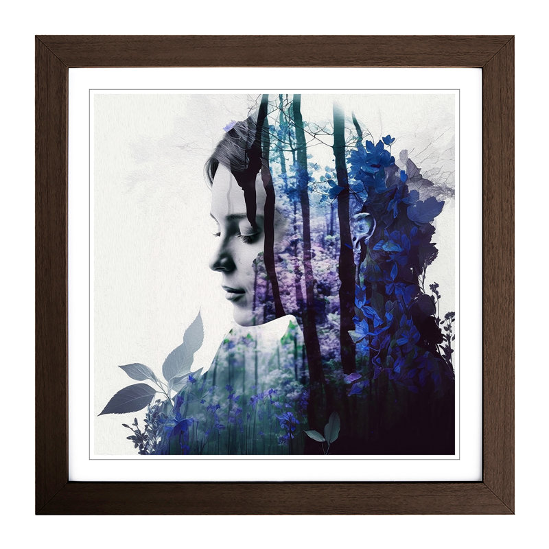Bluebell Double Exposure - Framed Print, Walnut