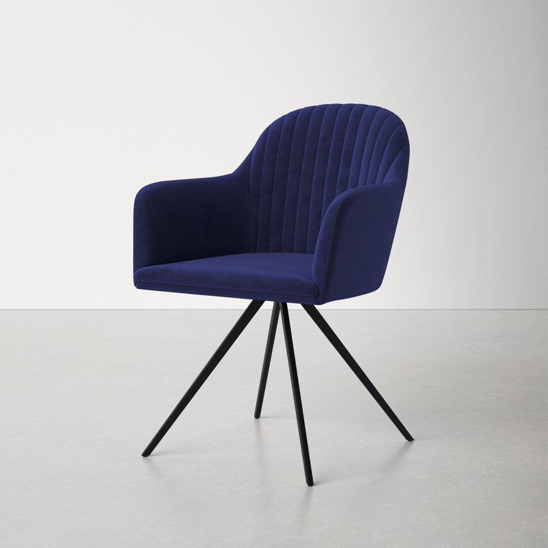 Sapphire Blue Velvet Upholstered Swivel Dining Chair