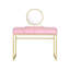 Bureau de coiffeuse à finition rose et or avec miroir et plateau à bijoux Coleen