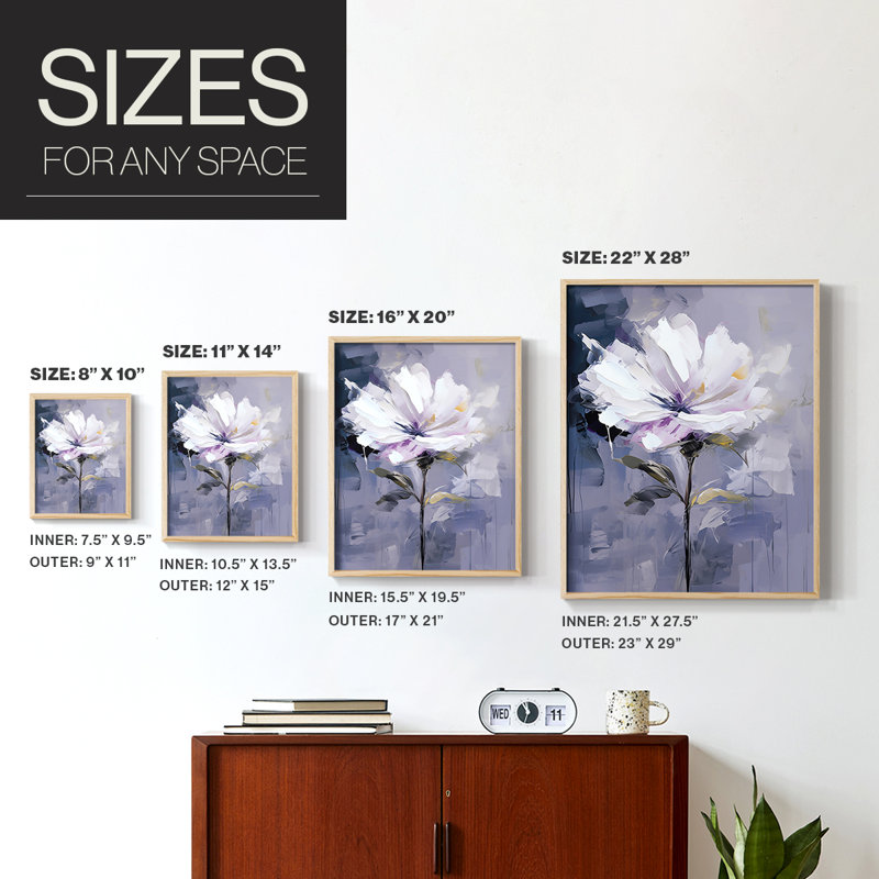 FLORAL Series CDxxviii - reproduction encadrée de qualité supérieure - prête à être accrochée - aucun clou requis - aucun clou requis
